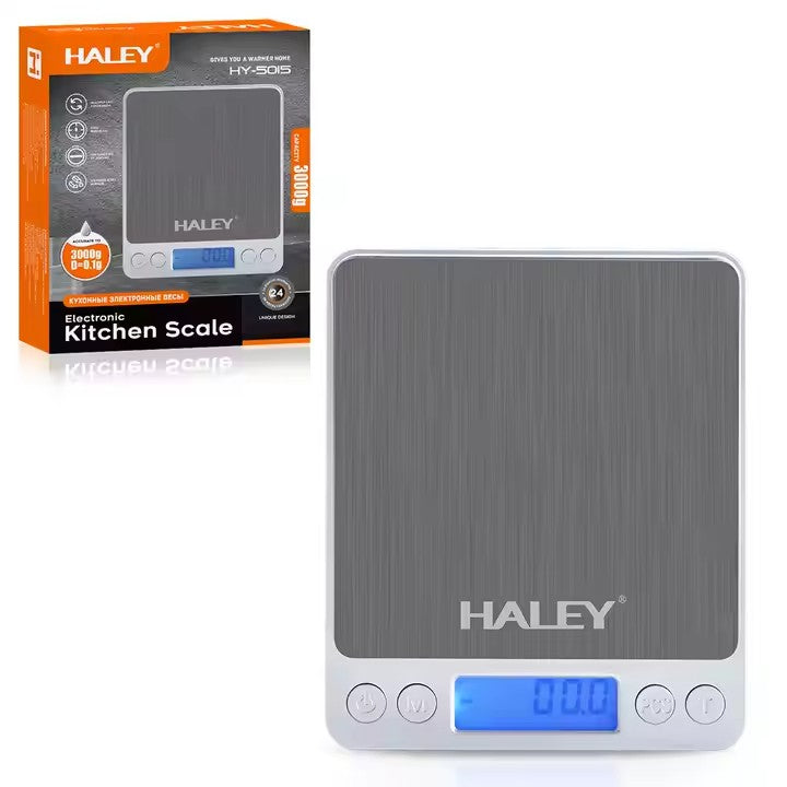 Cantar Digital HALEY de Bucatarie, 3000G, din Otel Inoxidabil, Argintiu
